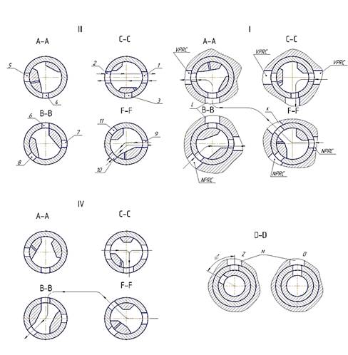 Схема положения рукояток управления и кранов при различных режимах работы молота МА4136А